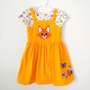 Disney The Fox and the Hound Pinafore Set for Girls. 4T. GUC.